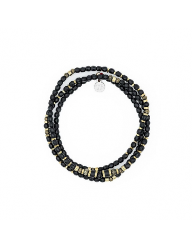 Collier et Bracelet 3 tours Zuri - Noir Mat de la marque