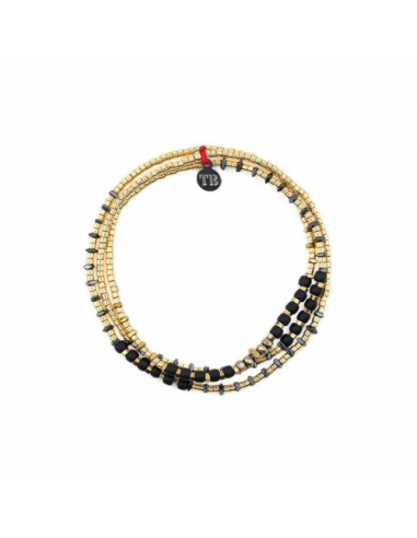 Collier et Bracelet 3 tours ANDY Gold 3 - Black la chaussure